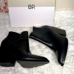 BP Lex Bootie Block Heels In Black Leather  Size 9 Women
